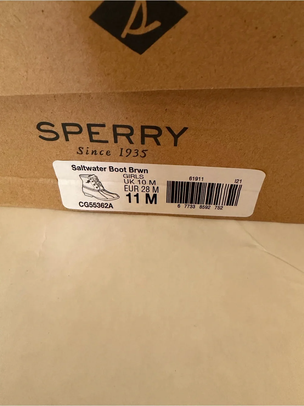 Sperry Olive Green & Brown Kids Rain Boots